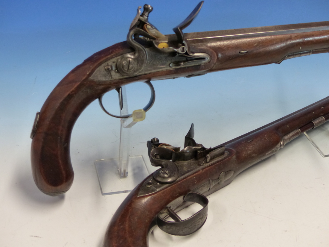 WOGDON LONDON, A PAIR OF FLINTLOCK PISTOLS, THE BRASS CAPS TO THE RAMRODS UNDER THE OCTAGONAL - Image 21 of 36