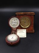 A LEATHER CASED SHORT & MASON POCKET BAROMETER, A NEGRETTI AND ZAMBRA POCKET FORECASTER TOGETHER