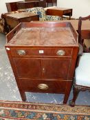 A GEO.III.MAHOGANY AND BOXWOOD STRUNG TRAY TOP NIGHTSTAND. 56 x 46 x H.86.5cms.