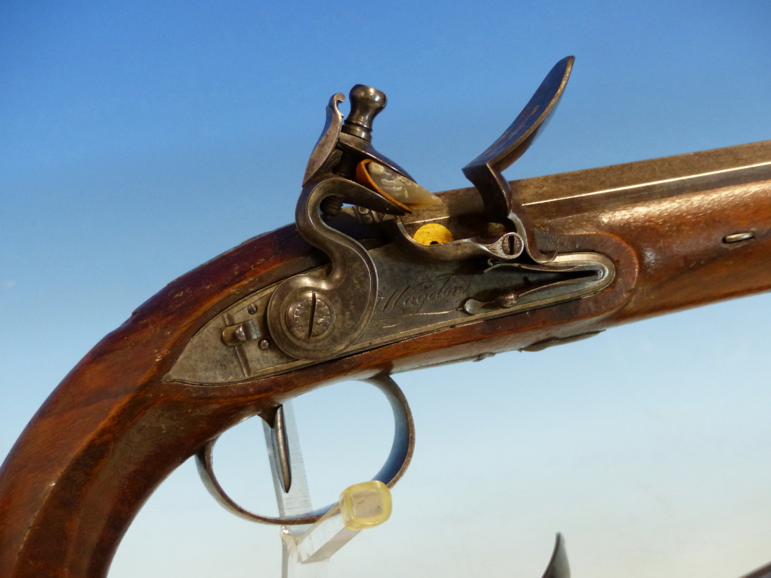 WOGDON LONDON, A PAIR OF FLINTLOCK PISTOLS, THE BRASS CAPS TO THE RAMRODS UNDER THE OCTAGONAL - Image 31 of 36