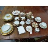 A PART TEA SERVICE OF CROWN DERBY 1128 PATTERN, LAFARGE GILT AND BLUE BORDERED WARES AND