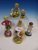 FIVE ROYAL WORCESTER FIGURES MAINLY MODELLED BY F G DOUGHTY, THE TALLEST, SCOTLAND, DATED 1951. H