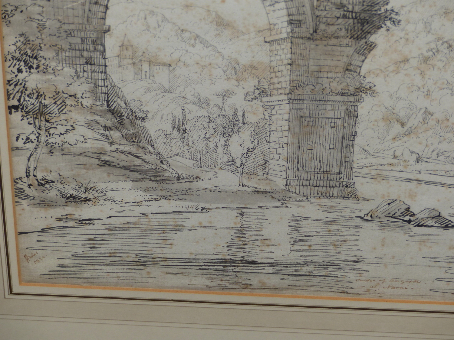 18th/19th.C.ENGLISH SCHOOL. AN ITALIANATE RIVER VIEW, INDISTINCTLY INSCRIBED AND DATED, PEN AND - Image 5 of 6