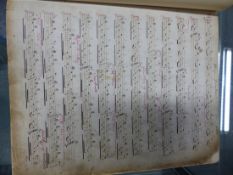 A BOOK OF HAND NOTATED MUSIC, THE NOTES IN BLACK INK ON PRINTED STAVES, THE NAMES OF THE SCOTTISH