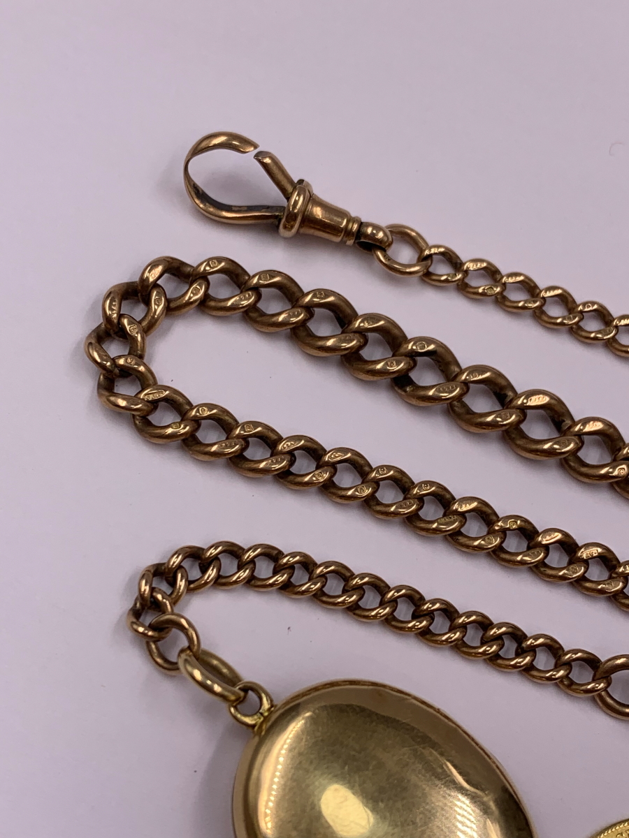 A 9ct ROSE GOLD ALBERT CHAIN LENGTH 42cms, EACH LINK 9 AND 375 TOGETHER WITH A YELLOW GOLD LOCKET - Image 4 of 8