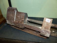 TWO ANTIQUE WOODEN CABINET MAKER'S CLAMPS.