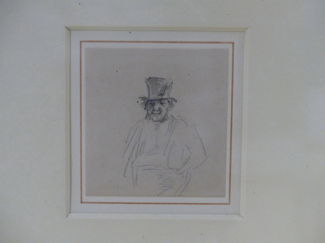 ATTRIBUTED TO GEORGE CLAUSEN. (1852-1944) THREE PENCIL STUDIES FRAMED AS ONE, WITH GALLERY LABEL - Image 2 of 6