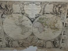 AN ANTIQUE MAP OF ASIA AFTER J.B.NOLIN, HAND COLOURED FOLIO. 55 x 76cms TOGETHER WITH A MAP OF THE