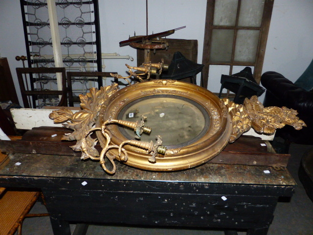 AN EARLY 19th.C.CARVED GILTWOOD CONVEX MIRROR WITH ENTWINED DOLPHIN CREST AND FLANKING PAIRS OF - Image 14 of 19