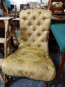 A VICTORIAN NURSING CHAIR.