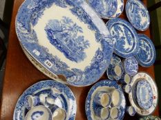 A QTY OF 19th.C.AND OTHER BLUE AND WHITE WARES.