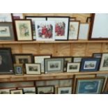 AN EXTENSIVE COLLECTION OF DECORATIVE PANTING AND PRINTS,ETC.