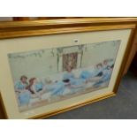 A LARGE GILT FRAMED PRINT.