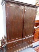 A MAHOGANY LINEN PRESS.