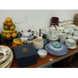 A QTY OF TEAWARES AND DECORATIVE CHINA.