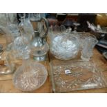 A QTY OF CUT AND OTHER GLASSWARES.