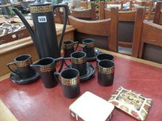 A ROYAL CROWN DERBY TRINKET BOX AND PORTMEIRION COFFEE SET.