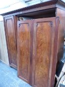 A VICTORIAN MAHOGANY LINEN PRESS WARDROBE.