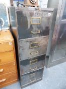 A VINTAGE STEEL FILING CABINET.