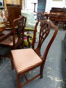 TWO 19th.C.MAHOGANY DINING CHAIRS AND FIVE FURTHER DINING CHAIRS.