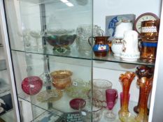 A QTY OF DECORATIVE GLASS,ETC.