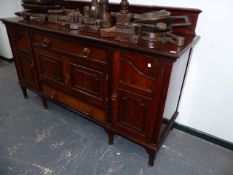 A LATE VICTORIAN MAHOGANY SIDEBOARD.