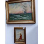 TWO OIL PAINTINGS, MARINE SCENES.