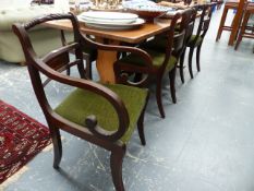A SET OF EIGHT REGENCY STYLE DINING CHAIRS.