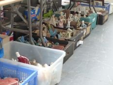A LARGE COLLECTION OF FIGURINES AND ORNAMENTS, COLLECTOR'S PLATES,ETC.