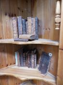 VARIOUS ANTIQUE LEATHER BOUND BOOKS.