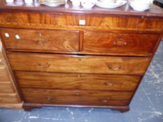 AN EARLY VICTORIAN MAHOGANY CHEST OF DRAWERS.