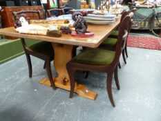 A LARGE OAK REFECTORY TABLE.