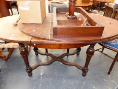 TWO MAHOGANY DINING TABLES.