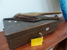 A CUTLERY BOX AND BELLOWS.