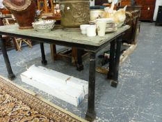 TWO TEAK TABLES.