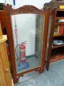 A VICTORIAN SATINWOOD GLAZED SCREEN.