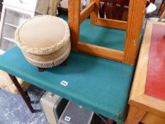 A CARD TABLE AND TWO STOOLS.