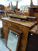 AN EDWARDIAN DRESSING CHEST AND A BOX OTTOMAN.