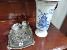 A ROYAL WINTON VASE, PLATED TRAY,ETC.