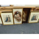 A QTY OF ANTIQUE AND LATER DECORATIVE PRINTS.