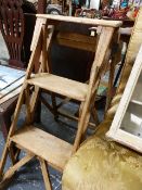 A SET OF SCULLERY STEPS AND A GEORGIAN SIDE CHAIR.