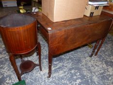 A VICTORIAN MAHOGANY PEMBROKE TABLE AND AN EDWARDIAN JARDINIERE.