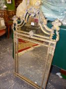 A PAIR OF GILT FRAMED MIRRORS.