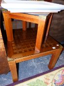 TWO HARDWOOD AND BRASS MOUNTED OCCASIONAL TABLES.