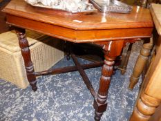 A VICTORIAN MAHOGANY CENTRE TABLE.