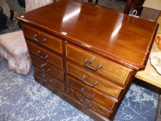 A MAHOGANY INLAID FILING CABINET.