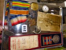 A SET OF WWI MEDALS OX & BUCKS REGIMENT.