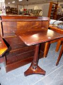 A VICTORIAN MAHOGANY OCCASIONAL TABLE AND A SMALL BOOKCASE.