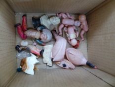 A LARGE QTY OF CERAMICS, ORNAMENTS, VINTAGE TOYS,ETC.