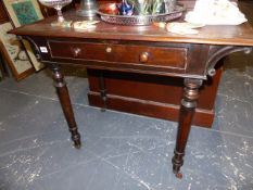 A VICTORIAN MAHOGANY WRITING TABLE.